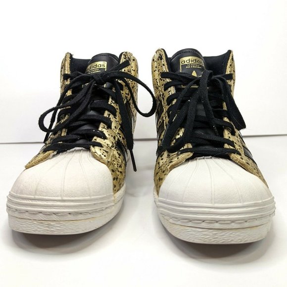 Adidas Superstar UP Wedge Heel Metallic Gold Black Splatter Sneakers Shoes Sz 8 - Picture 5 of 11